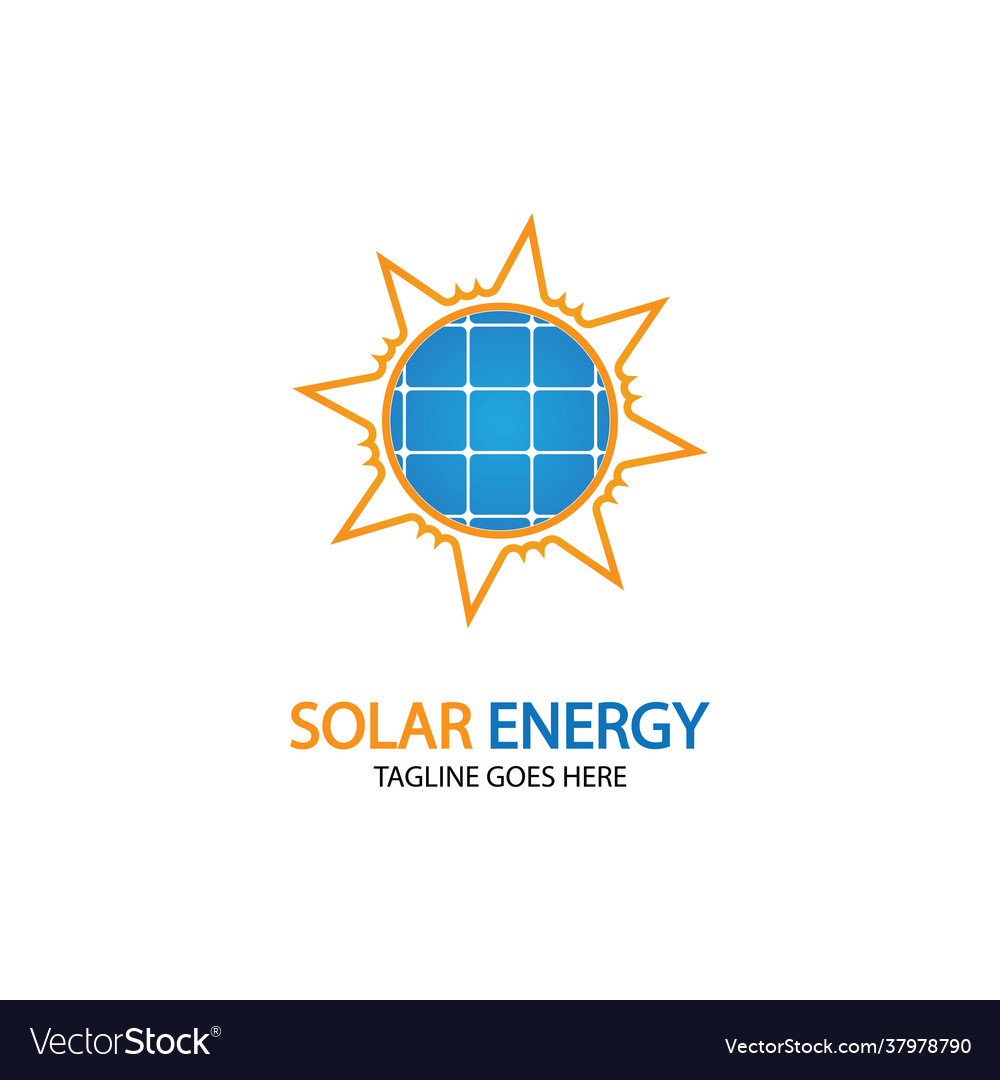 Sun solar energy logo design template solar tech Vector Image