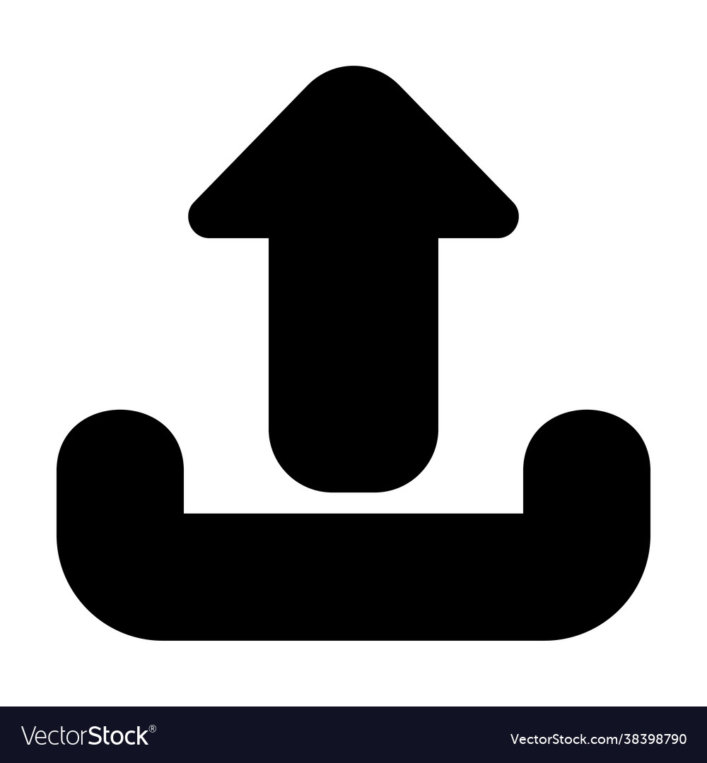 Upload icon in solid style for any projects vector image Upload icon in solid style for any projects