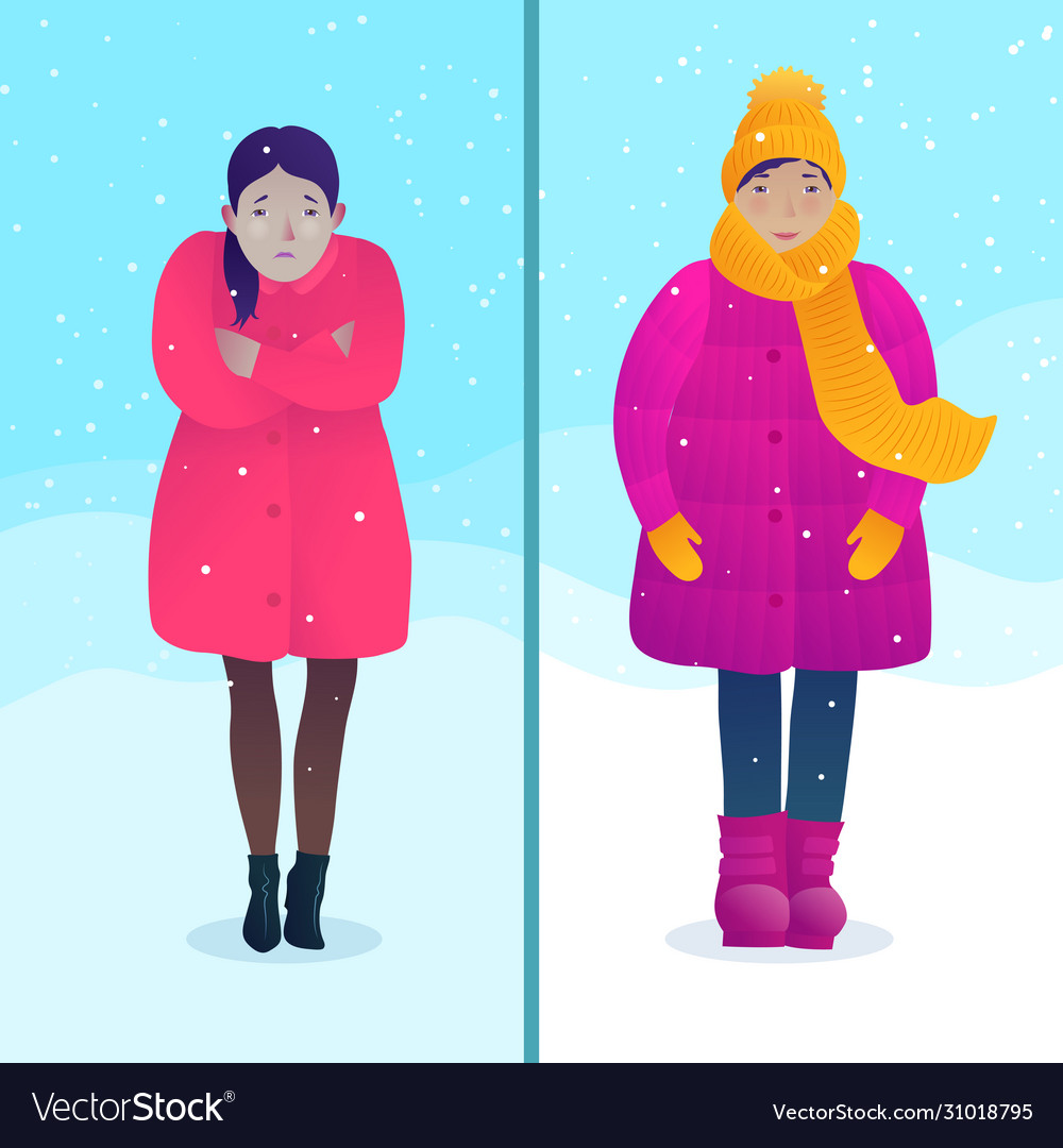Avoiding hypothermia and frostbite concept vector image Avoiding hypothermia and frostbite concept