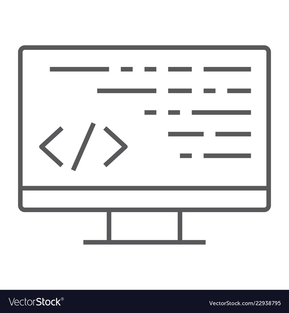 Coding thin line icon programming and development vector image Coding thin line icon programming and development