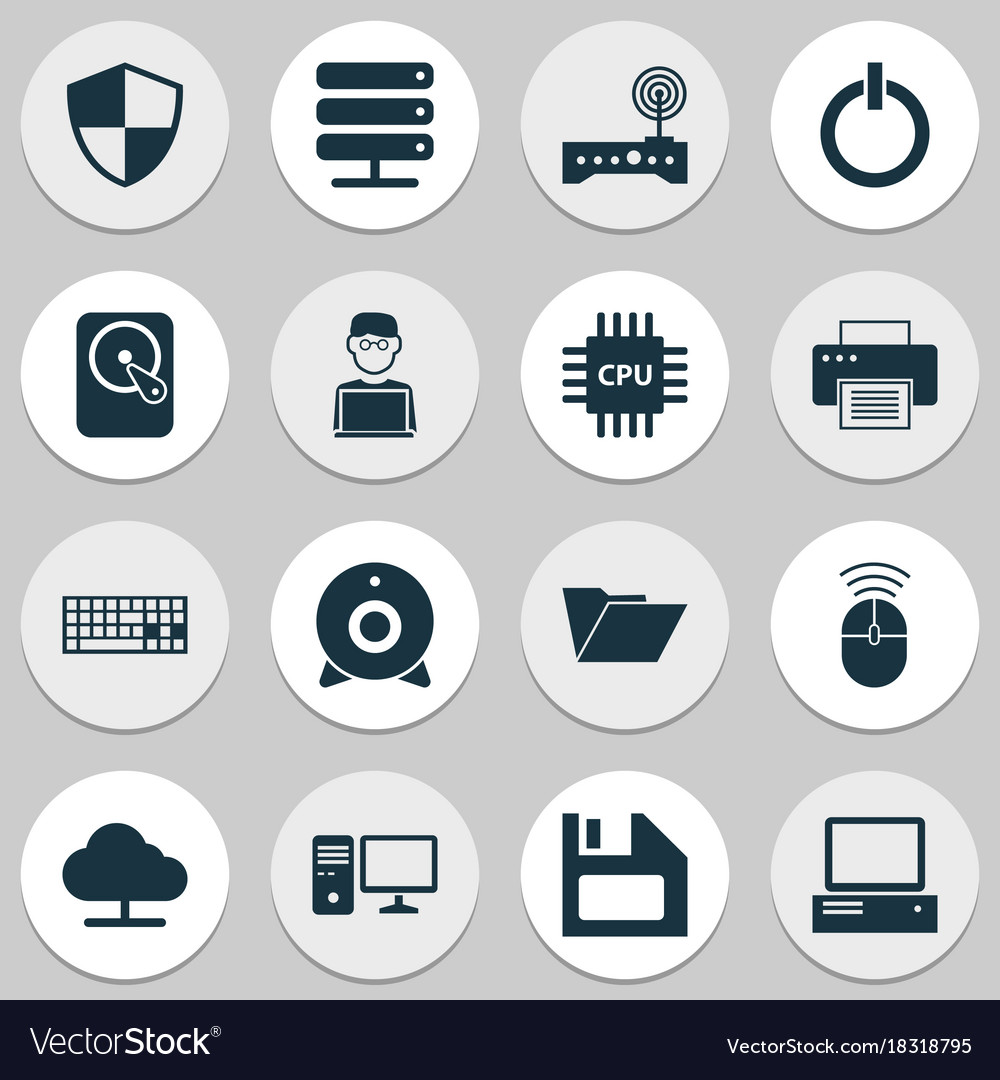 Computer icons set collection of hdd personal