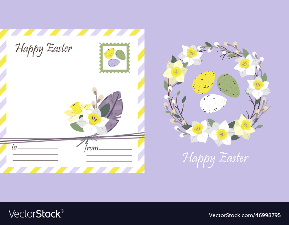 Easter card narcissus wreath