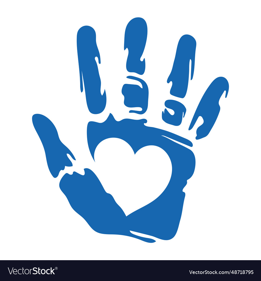 Handprint paint color with heart
