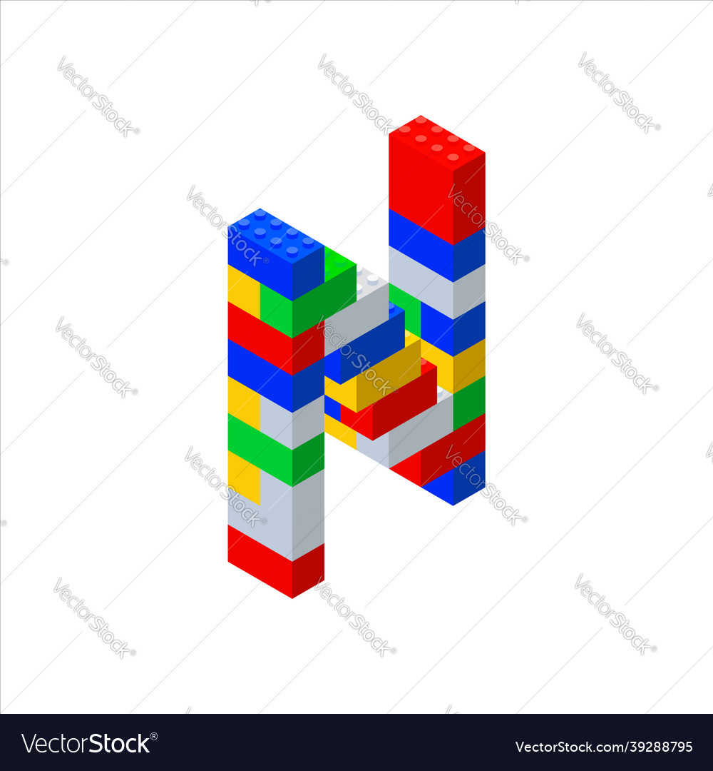 Isometric font made from color plastic blocks vector image Isometric font made from color plastic blocks