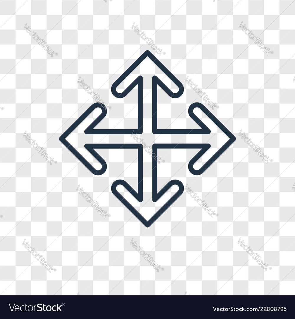 Move concept linear icon isolated on transparent vector image Move concept linear icon isolated on transparent