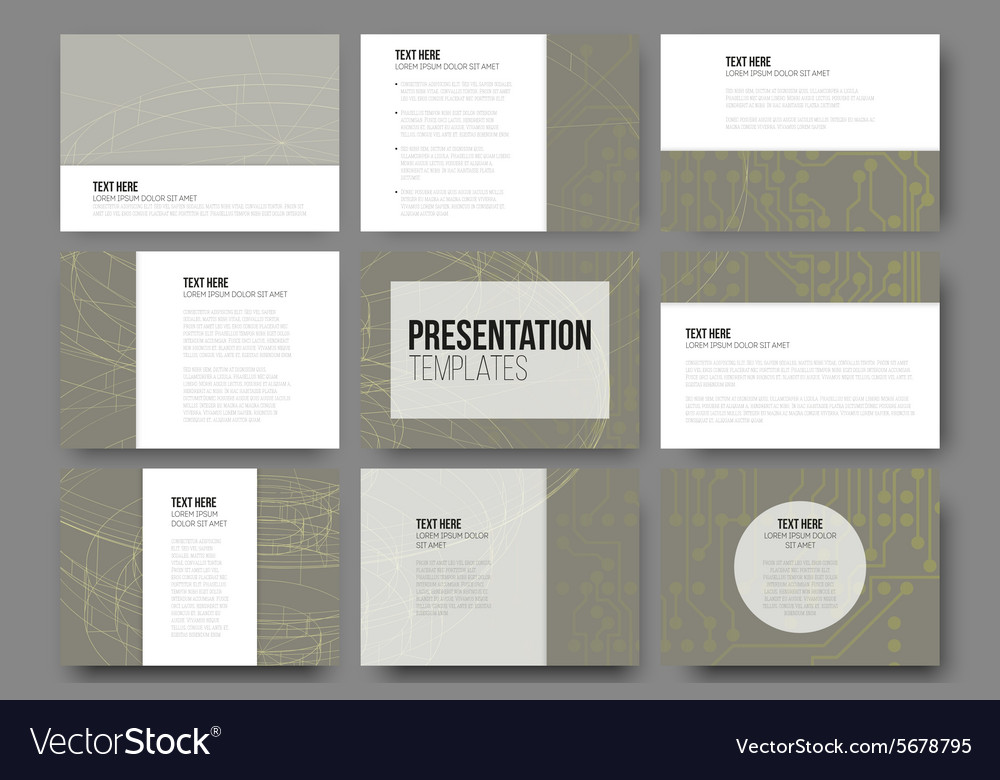 Set of 9 templates for presentation slides Vector Image
