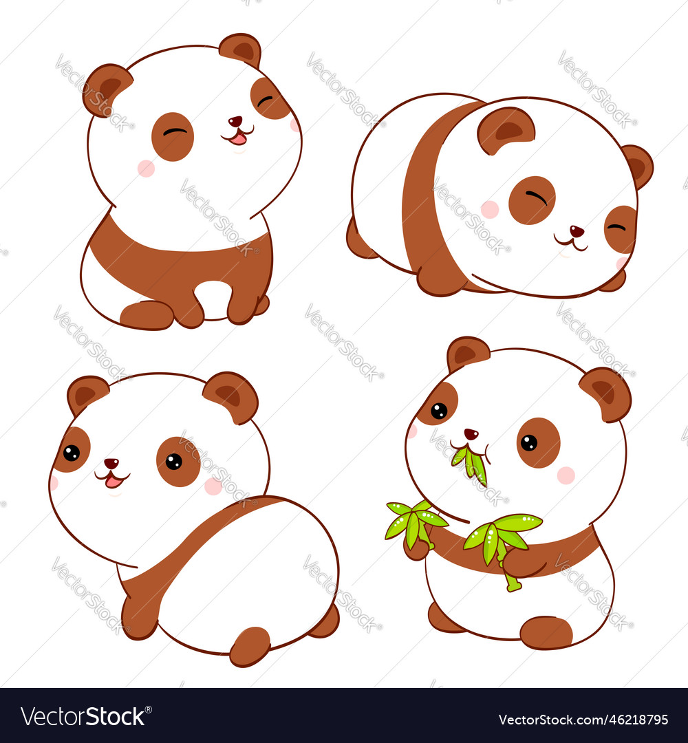 Cute Kawaii Animals Cartoons Line and Fill Style Icon Set Vector Design  Stock Vector - Illustration of animals, panda: 189574234