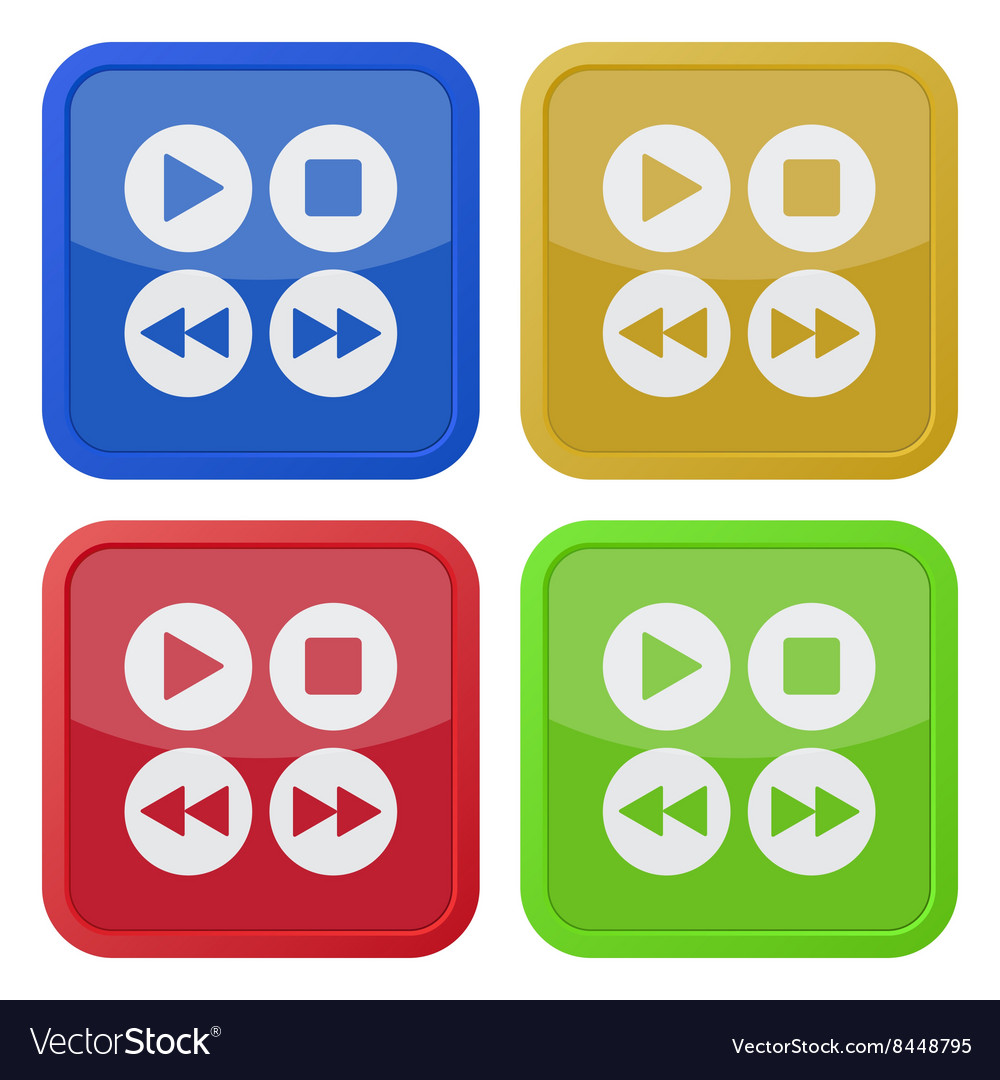 Set of four square icons - music control buttons