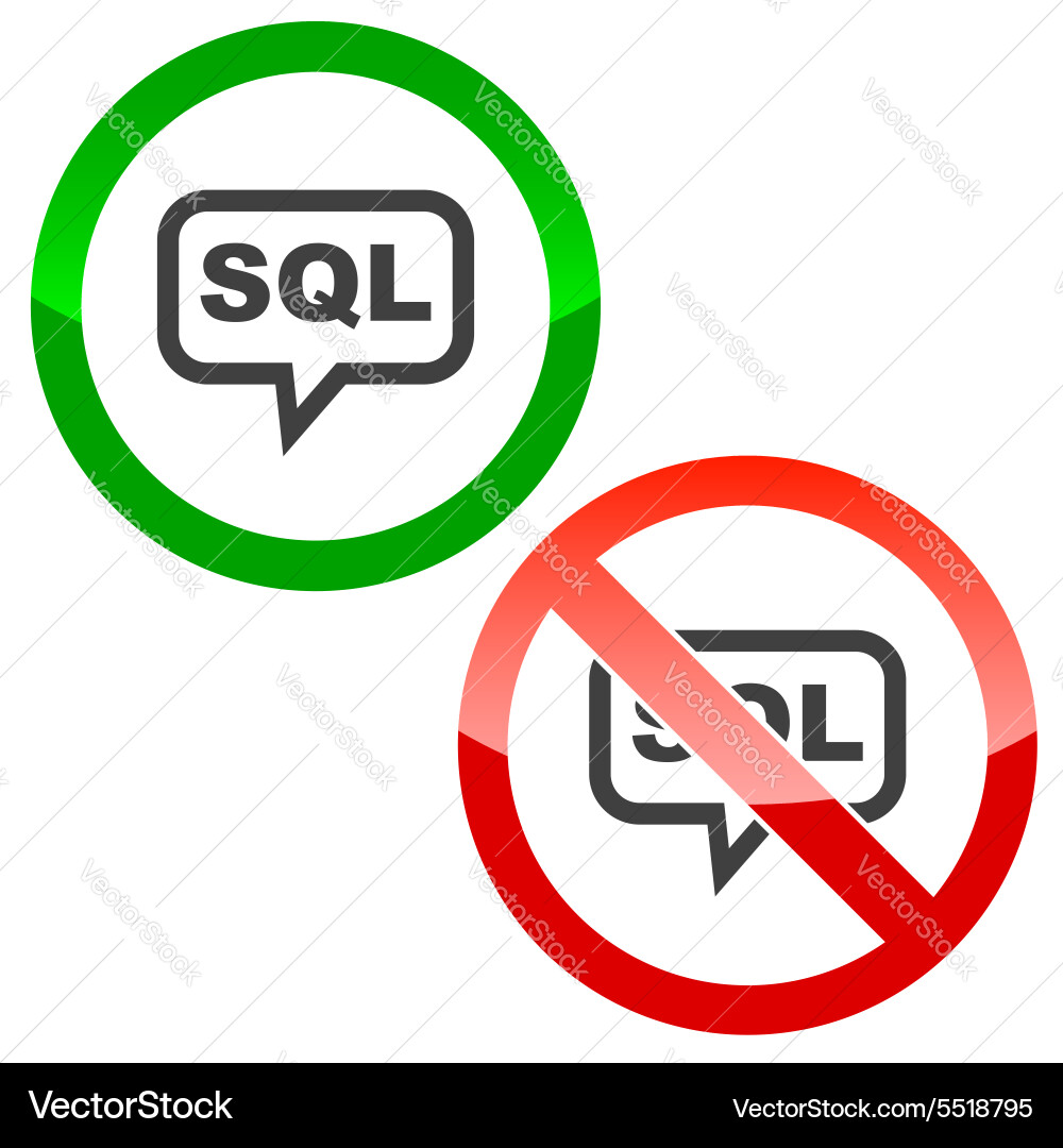 Sql message permission signs Royalty Free Vector Image
