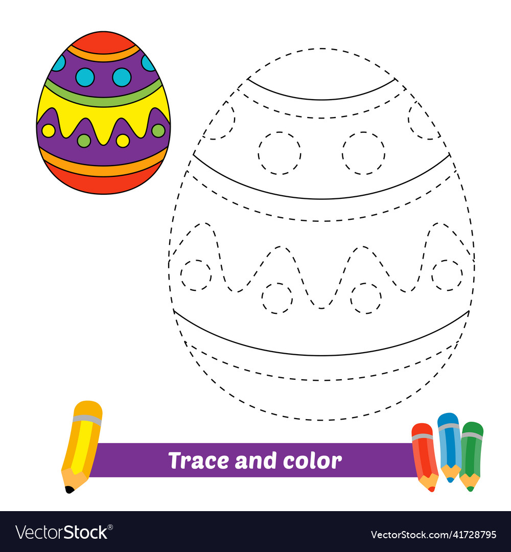 Trace and color for kids easter egg Royalty Free Vector