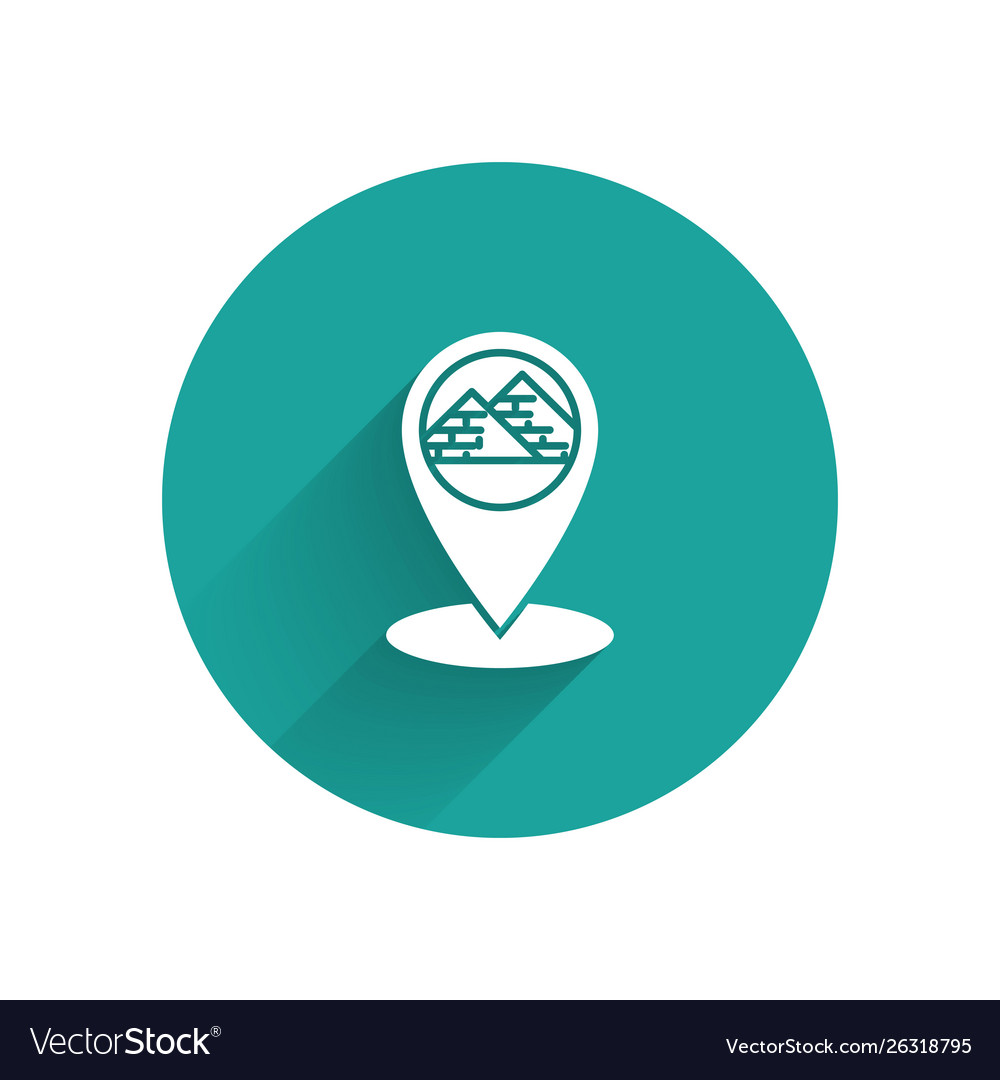 White map pointer with egypt pyramids icon vector image White map pointer with egypt pyramids icon