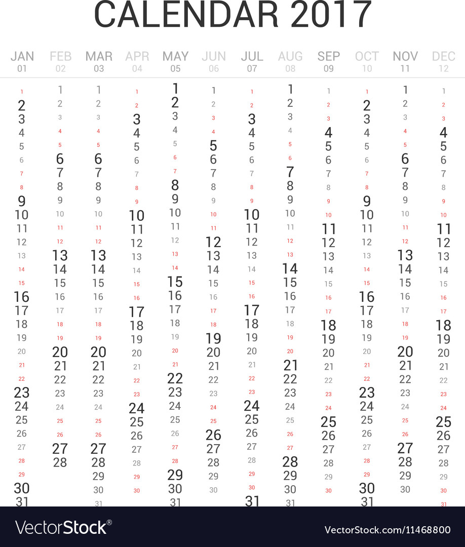 2017 Calendar - Vertical Layout