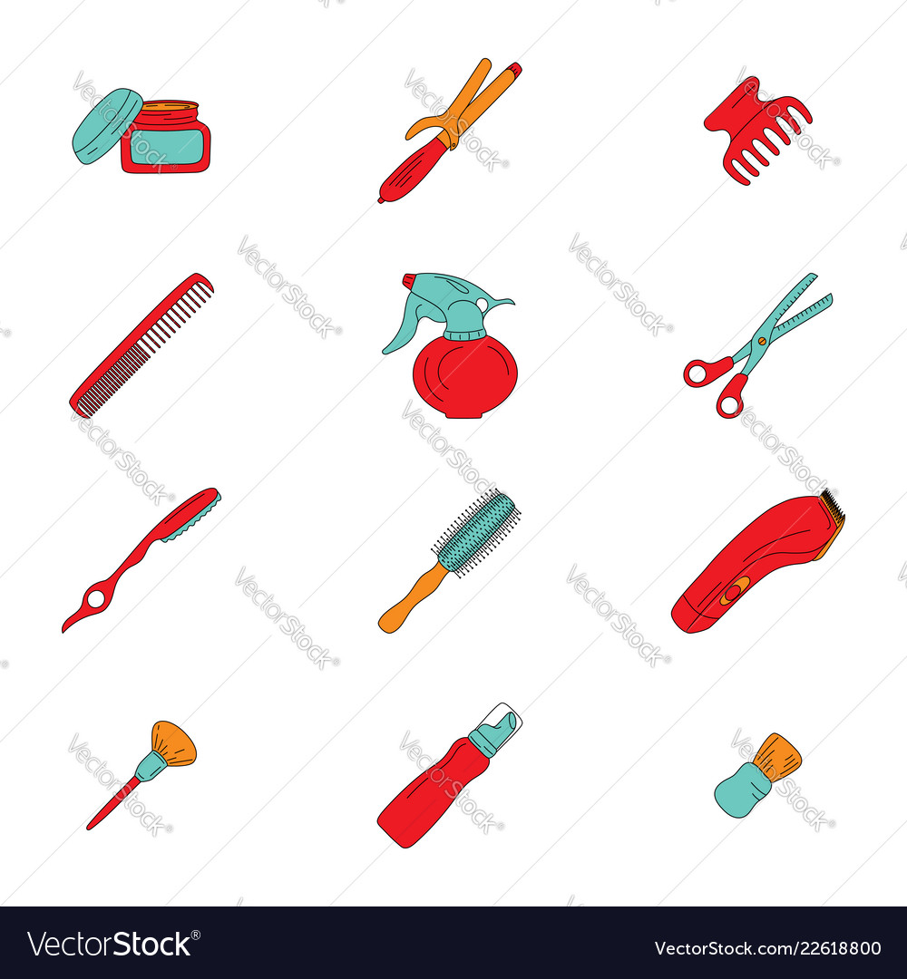 Barber tools icons set