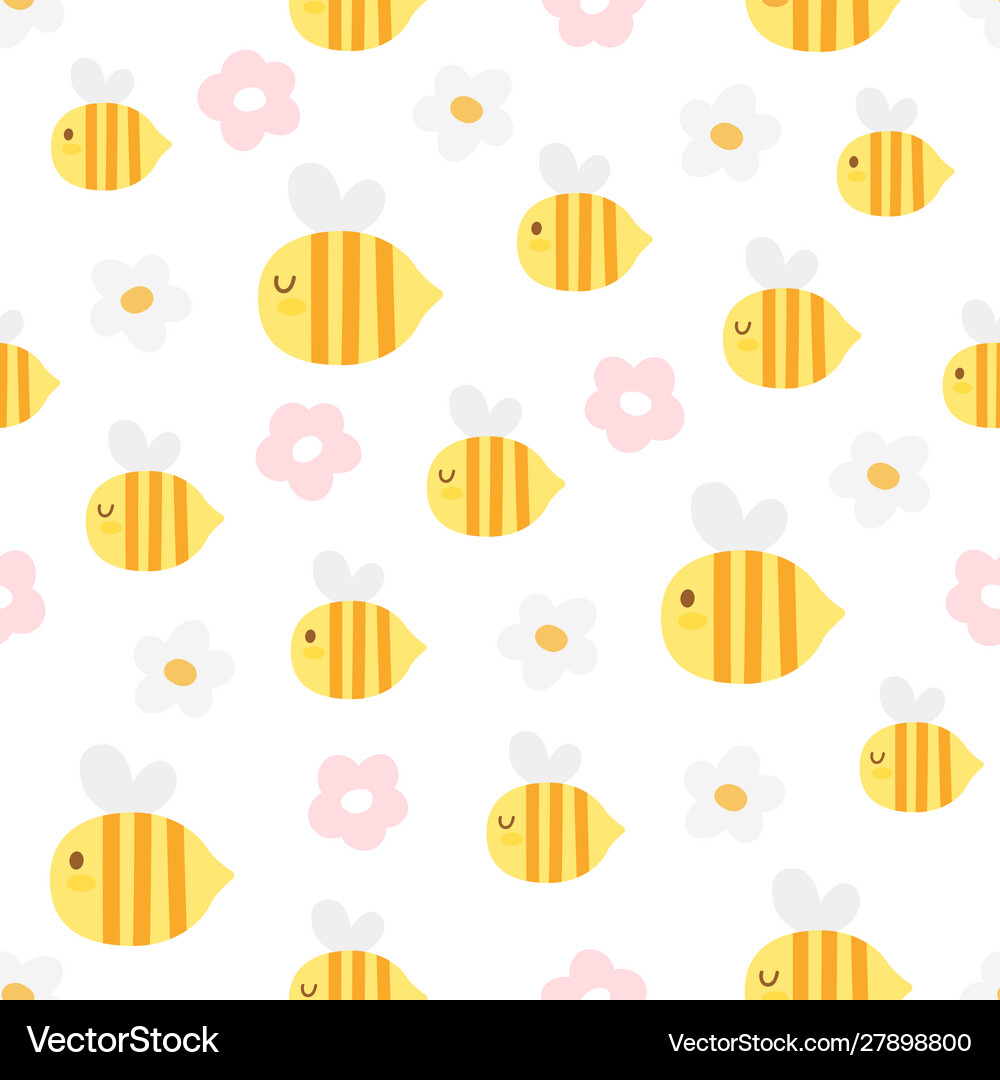 Bee and flower seamless pattern background Vector Image