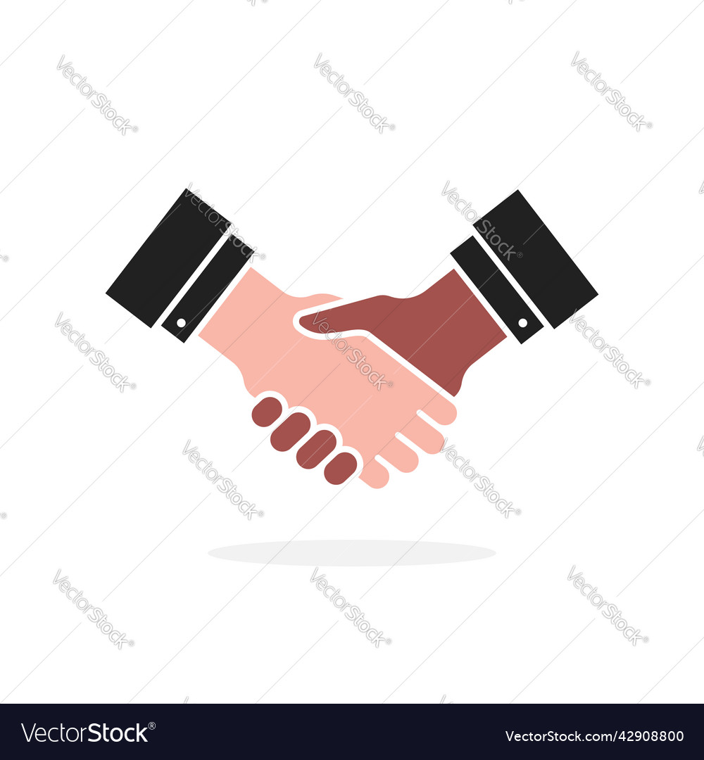 Cartoon handshake icon isolated on white Vector Image