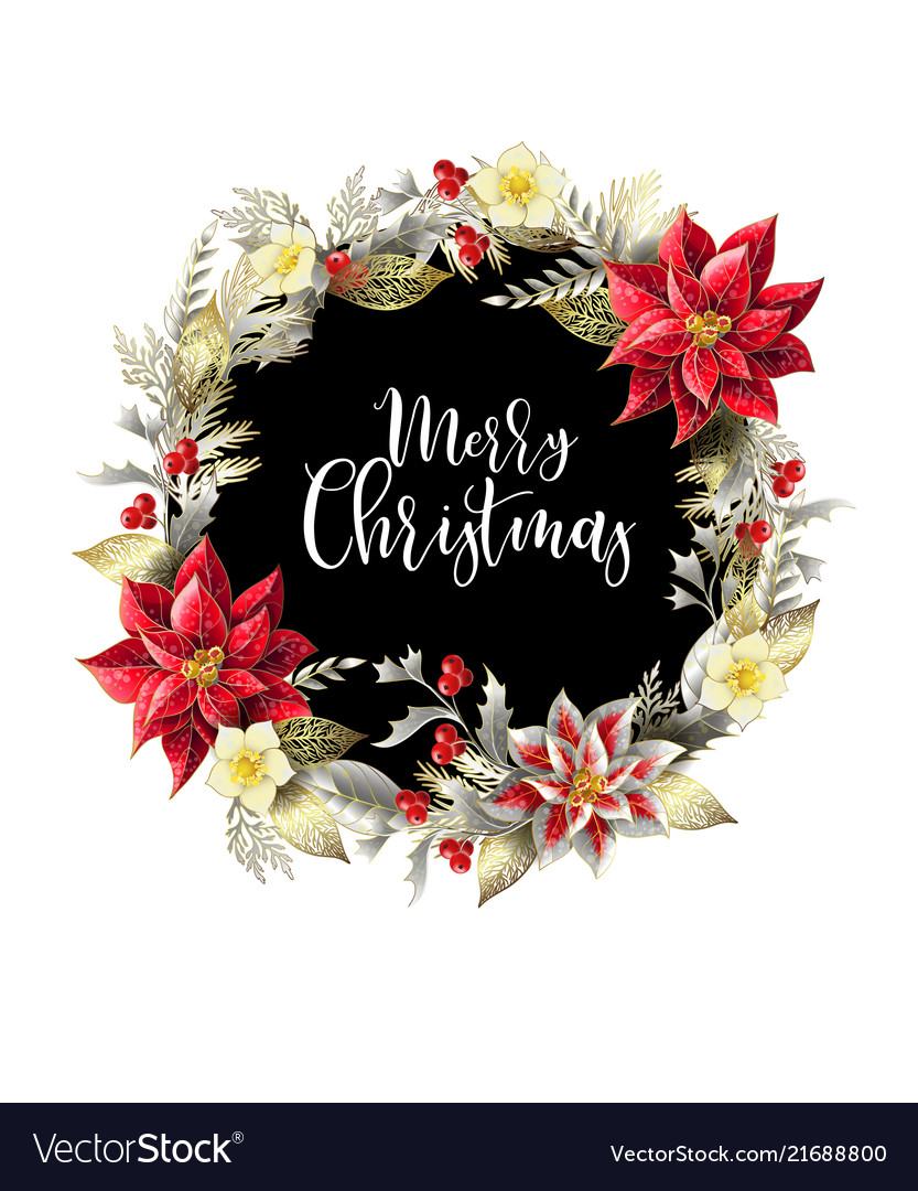 Christmas wreath with slogan golden elements