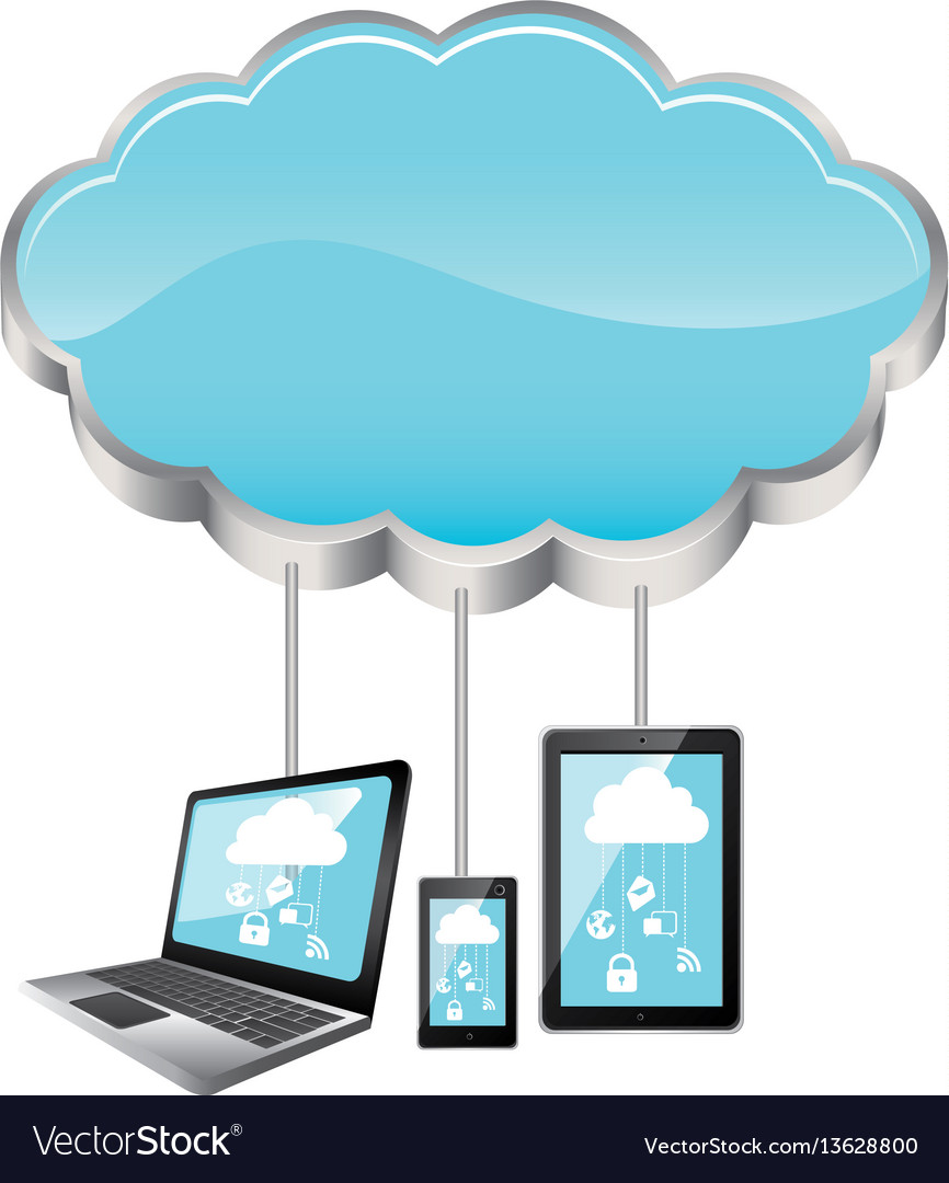 Cloud storage connected with tech device set