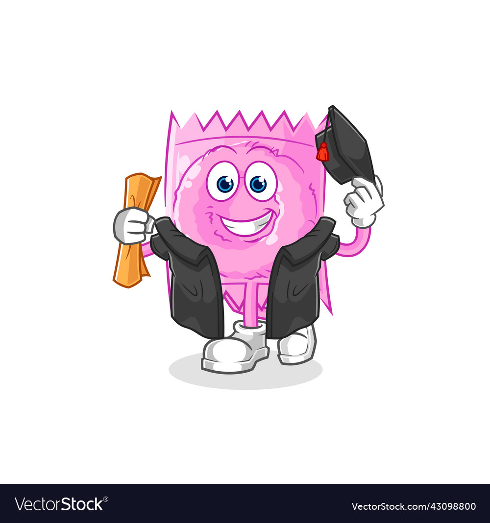 Condom graduation cartoon character