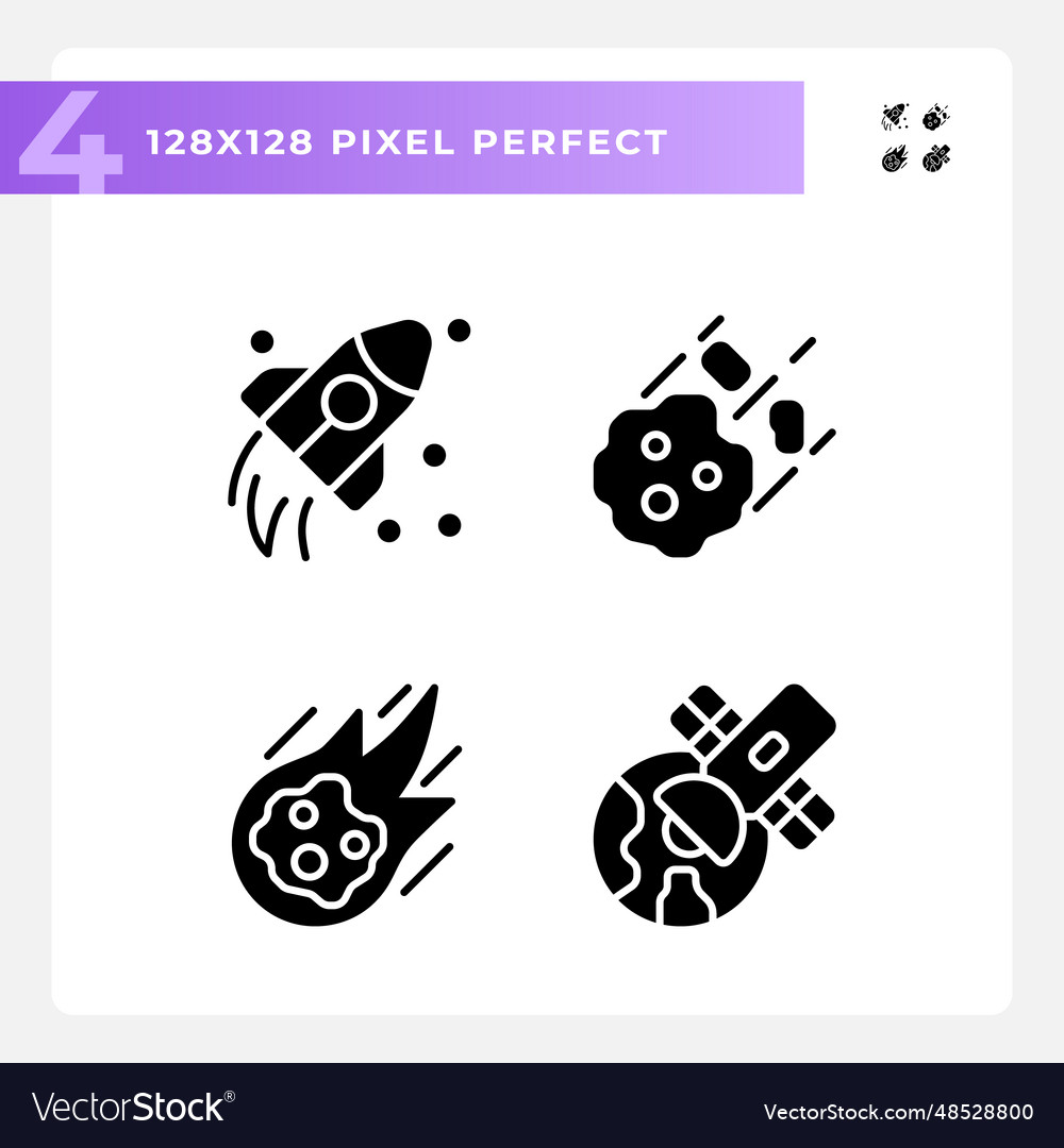 Cosmic exploration pixel perfect black glyph