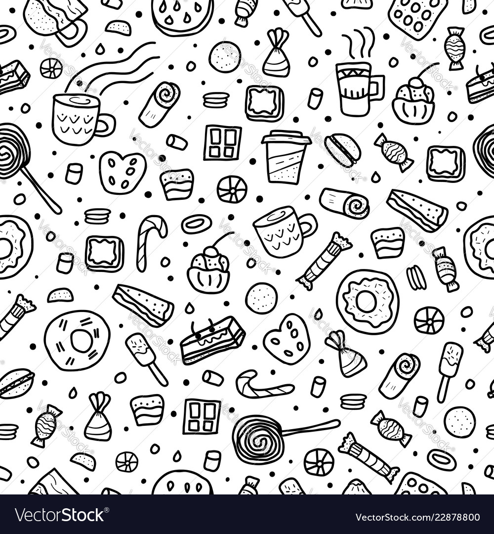 Dessert set elements in doodle style Royalty Free Vector