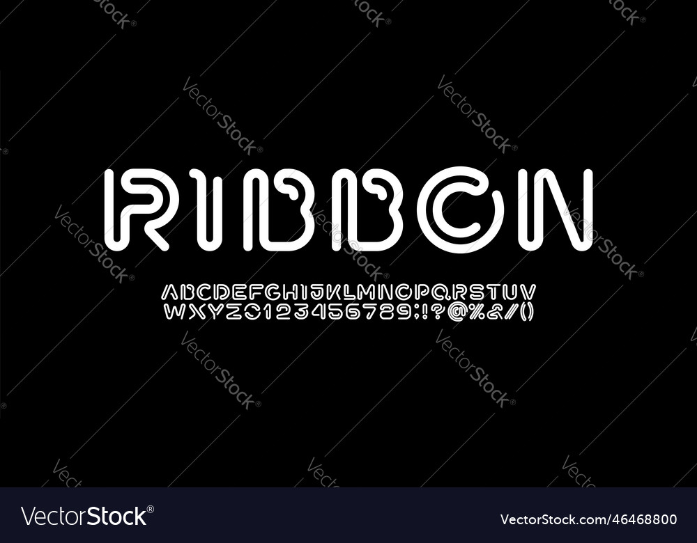Digital alphabet font from segment rounded line Vector Image Digital alphabet font from segment rounded line