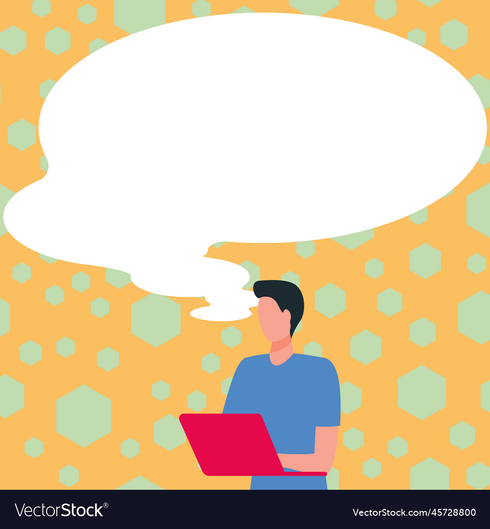 Drawing with conversation bubble showing new vector image Drawing with conversation bubble showing new