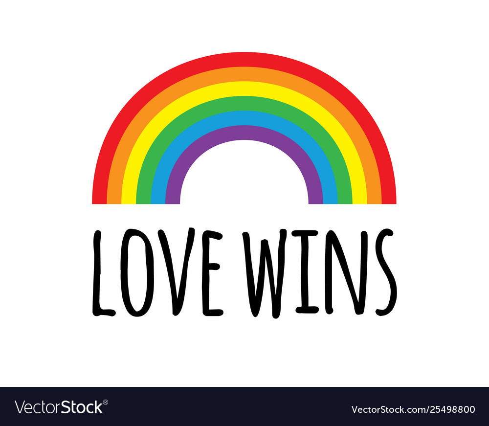 Flat cartoon lgbt rainbow love wins lettering Vector Image