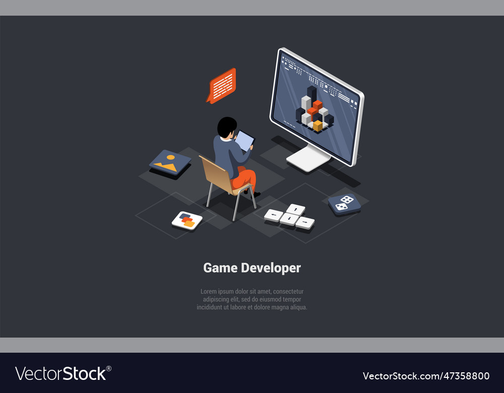 Game development concept gamedev in process