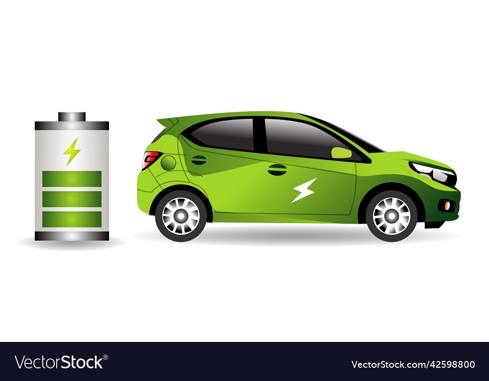 Green hybrid vehicles charging point logotype Vector Image