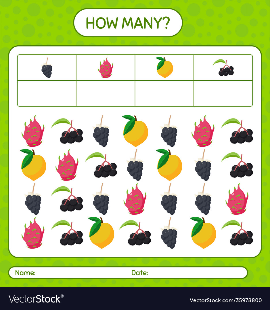 How many counting game with fruit worksheet