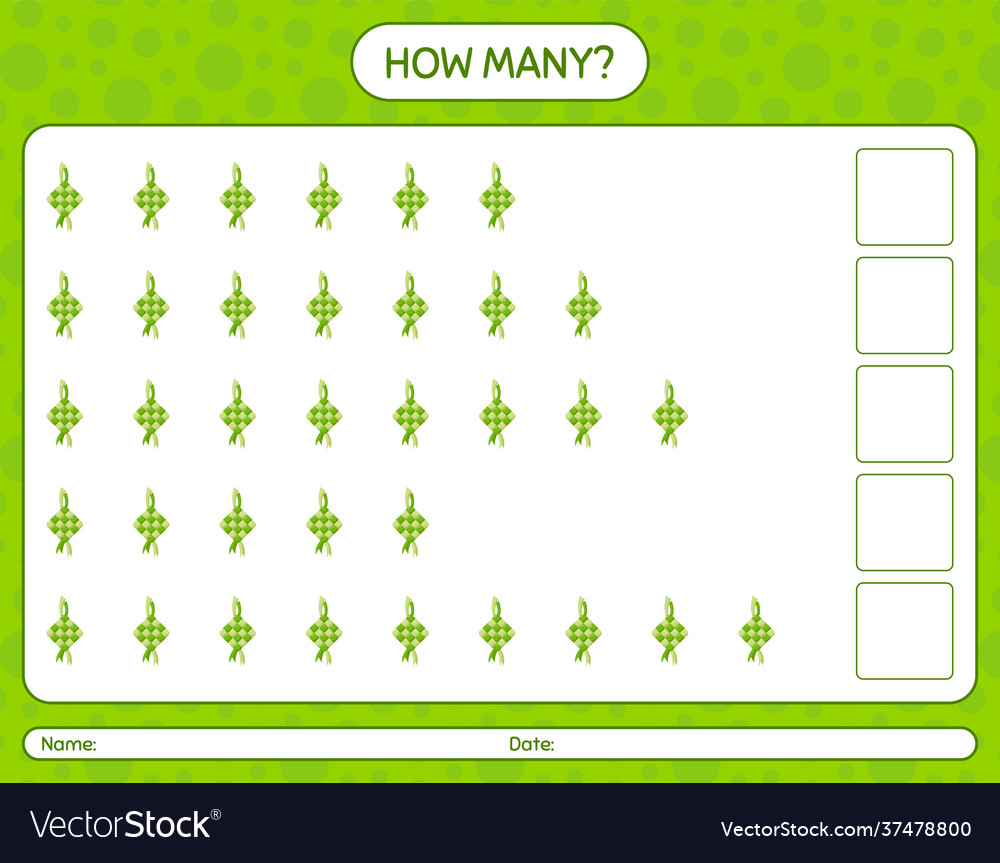 How many counting game with ketupat worksheet
