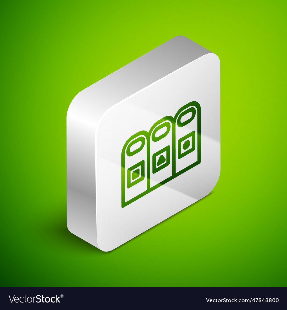 Isometric line trash in garbage cans with sorted vector image Isometric line trash in garbage cans with sorted