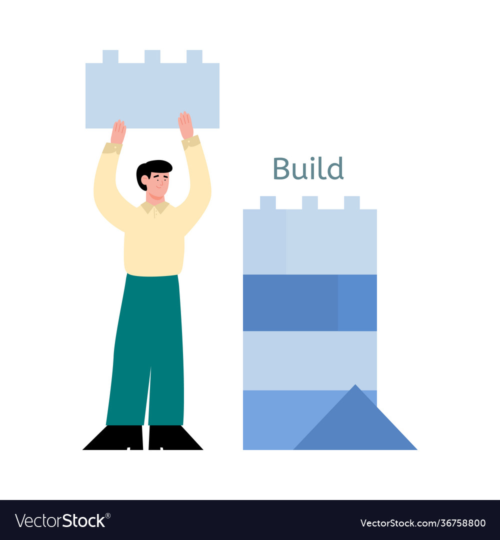 Man-Entwickler verwenden devops für Baumethodik vector image Man-Entwickler verwenden devops für Baumethodik
