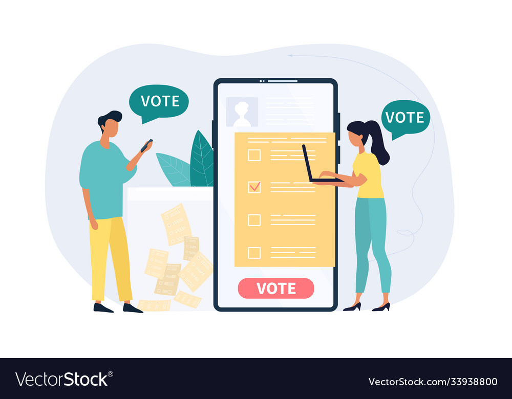 Mobile or online voting for elections Royalty Free Vector