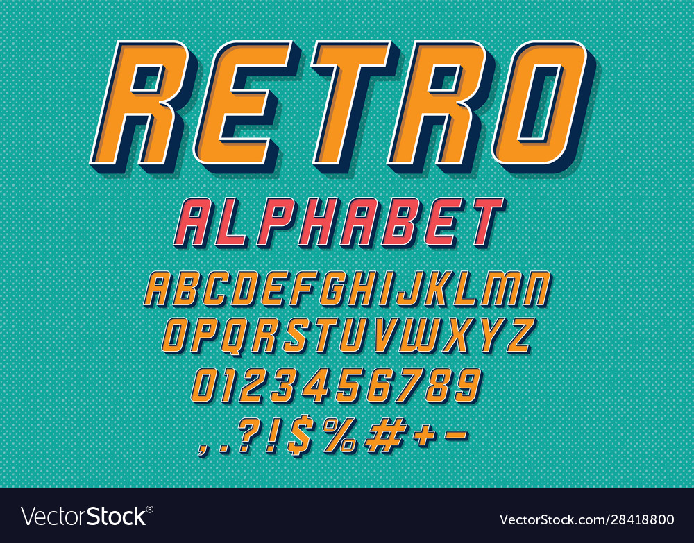 Retro font Royalty Free Vector Image - VectorStock