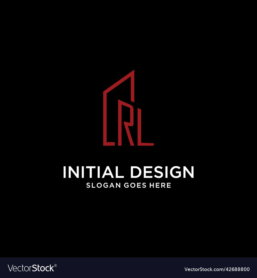Rl initial monogram with building logo design Vector Image Rl initial monogram with building logo design