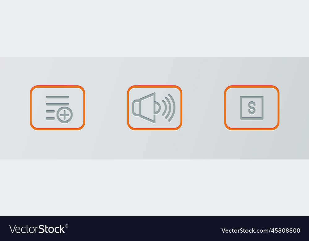 Set line stop media button add playlist vector image Set line stop media button add playlist