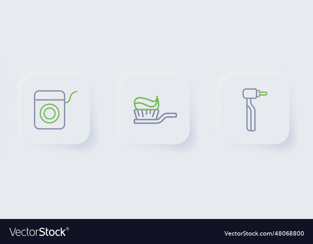 Set line tooth drill toothbrush with toothpaste Vector Image