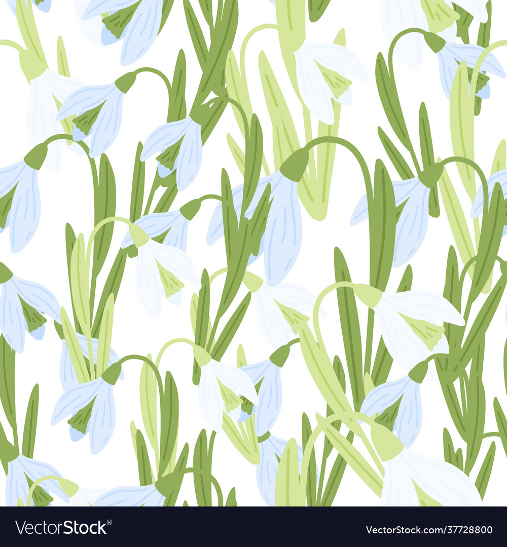 Spring botanic seamless pattern with green stems
