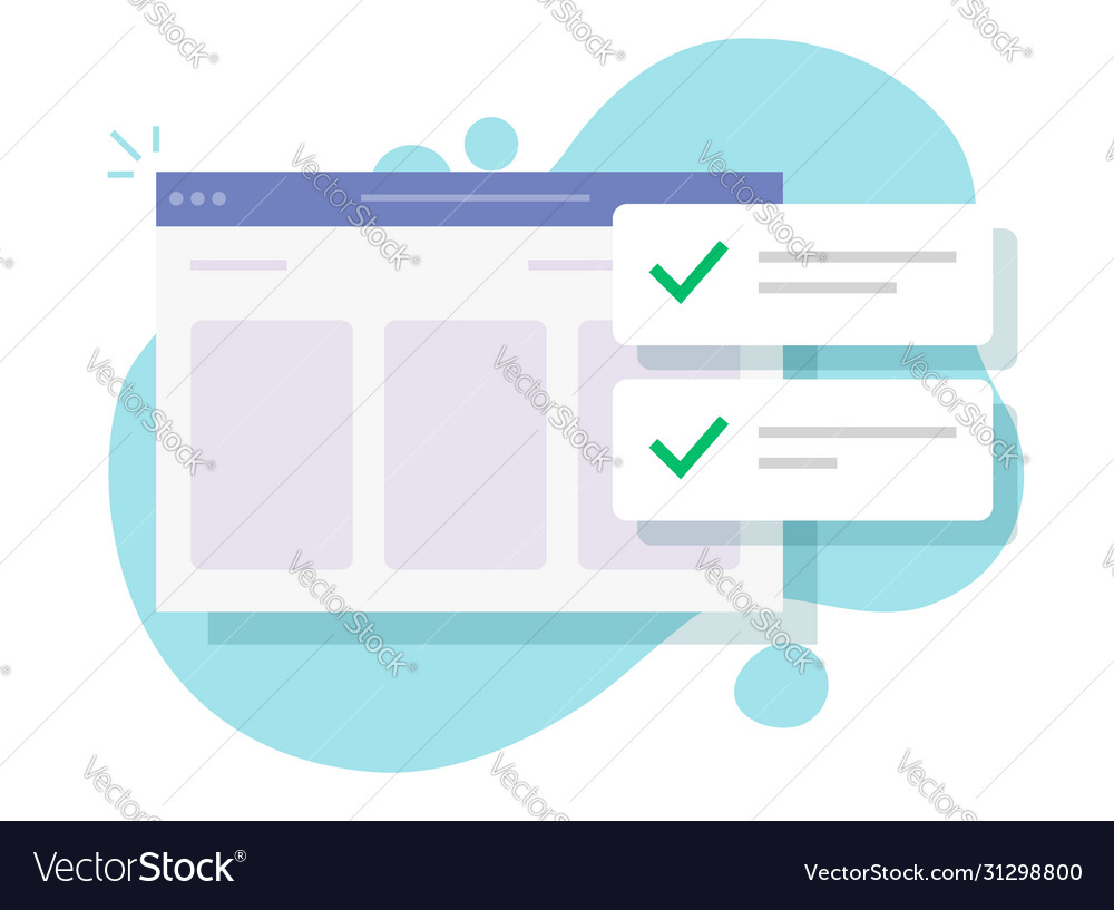 Website update check notification messages vector image Website update check notification messages