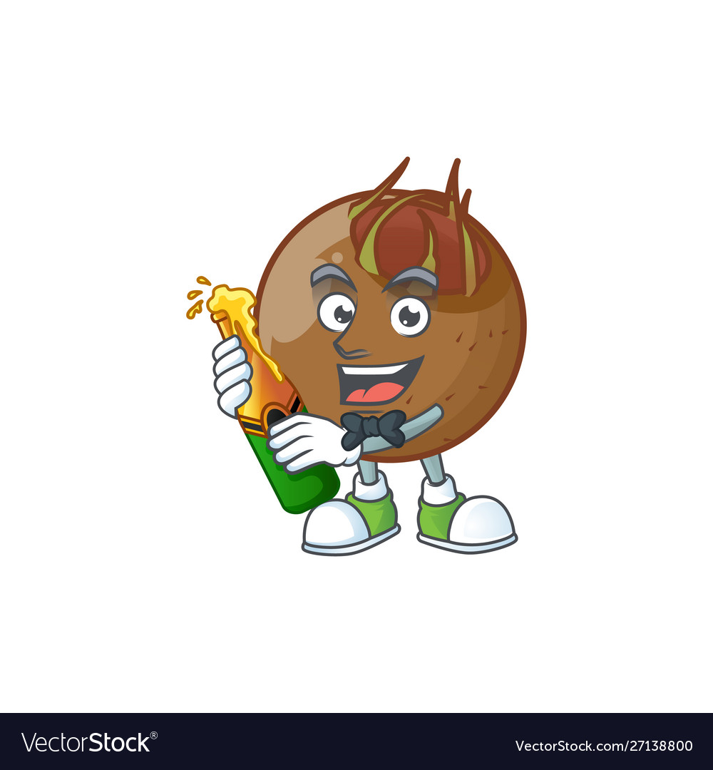 With beer medlar fruits cartoon character