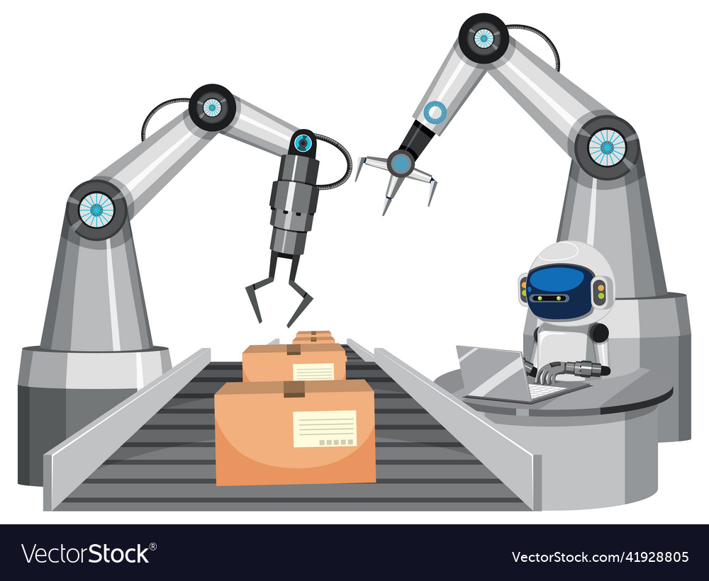 Automation industry concept with assembly line