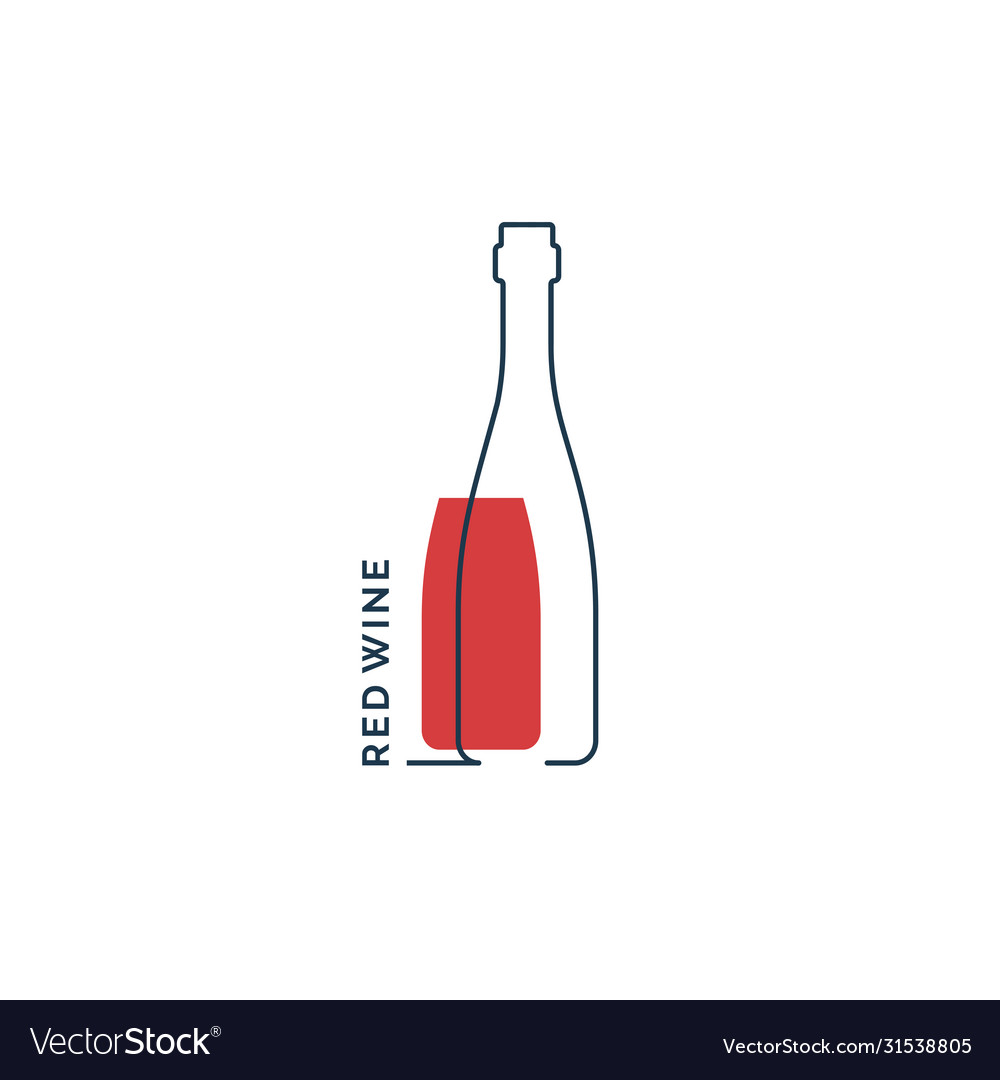 Bottle continuous line wine in linear style