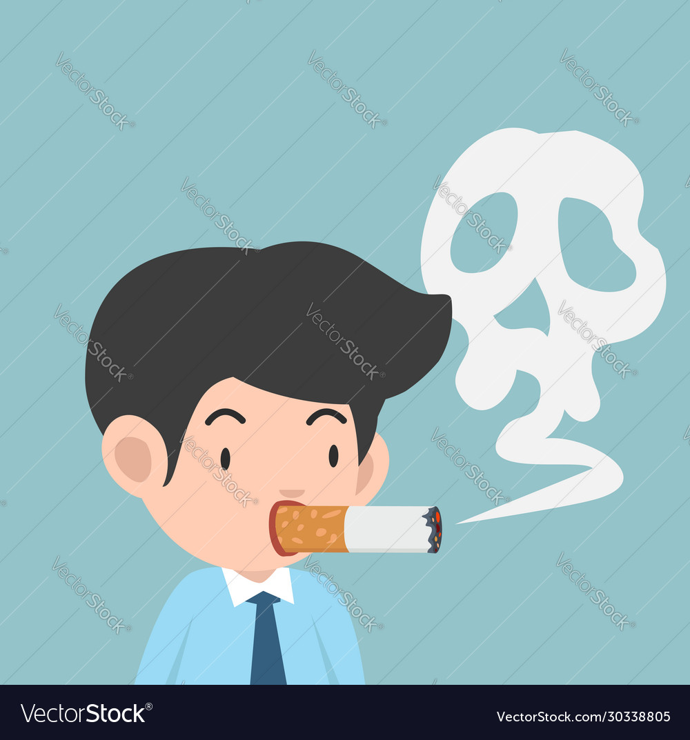 Businessman is smoking cigarette Royalty Free Vector Image