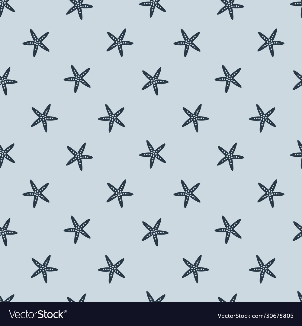 Cartoon seamless starfish pattern on blue