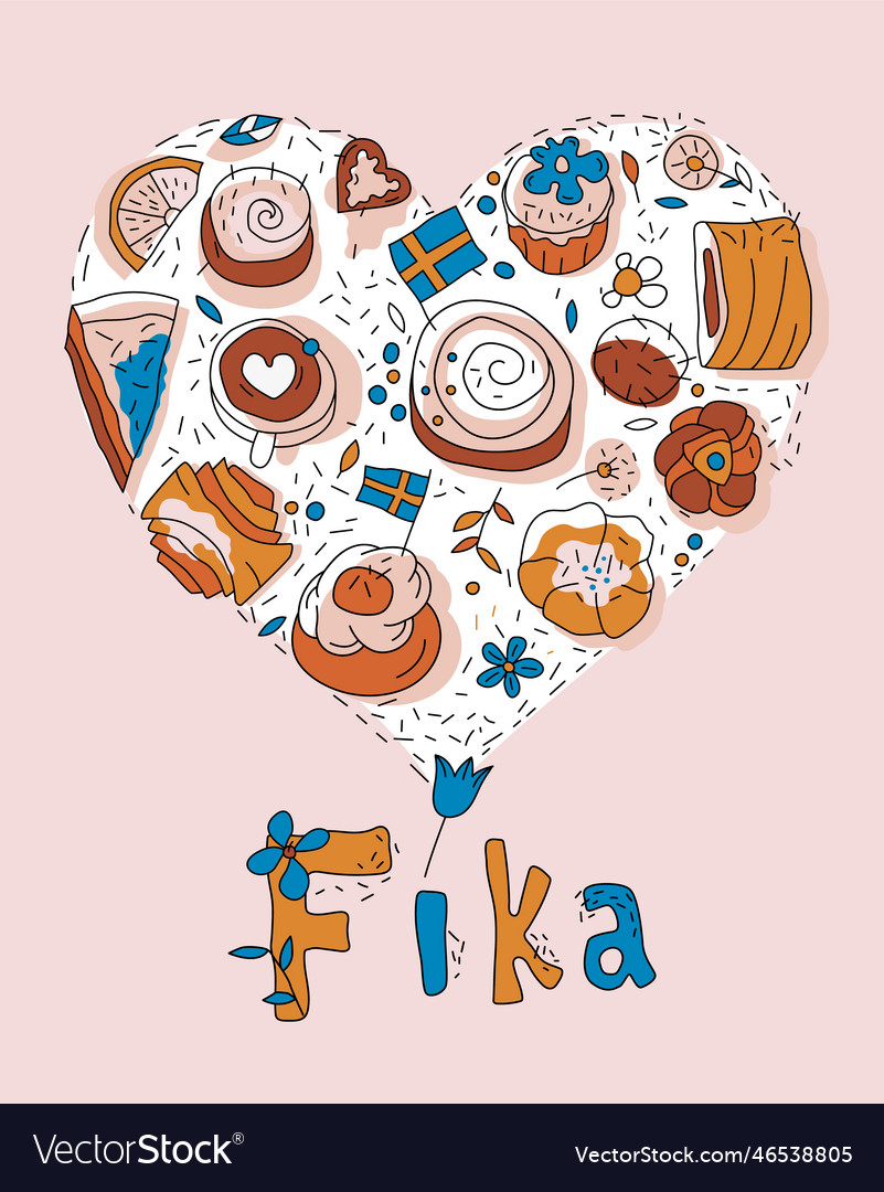 Kaffeepause dekorative Poster fika Hintergrund vector image Kaffeepause dekorative Poster fika Hintergrund