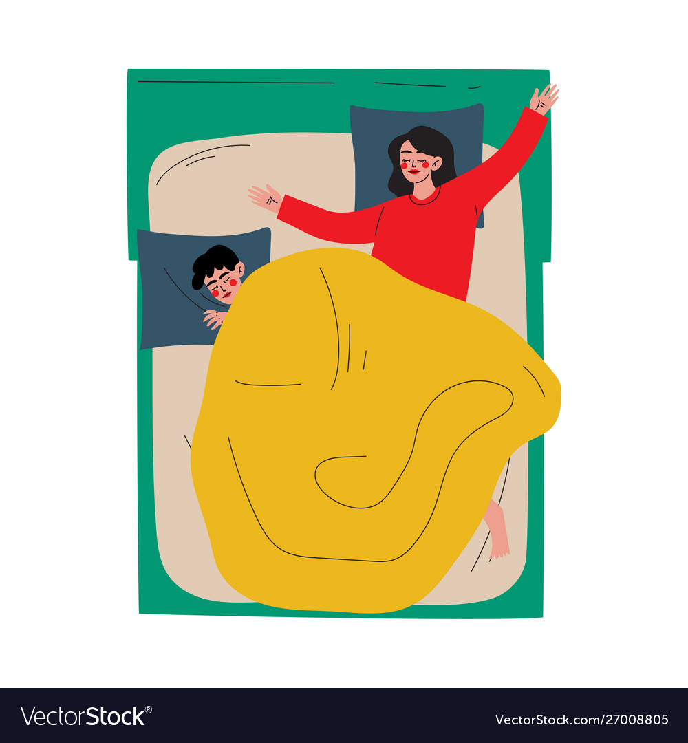 Couple sleeping in bed husband and wife Royalty Free Vector