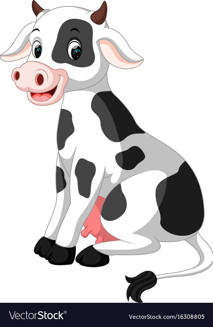 Cute cow cartoon Royalty Free Vector Image - VectorStock