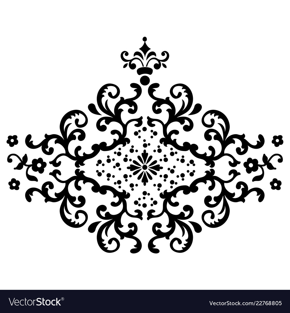 Damask element isolated central vector image Damask element isolated central