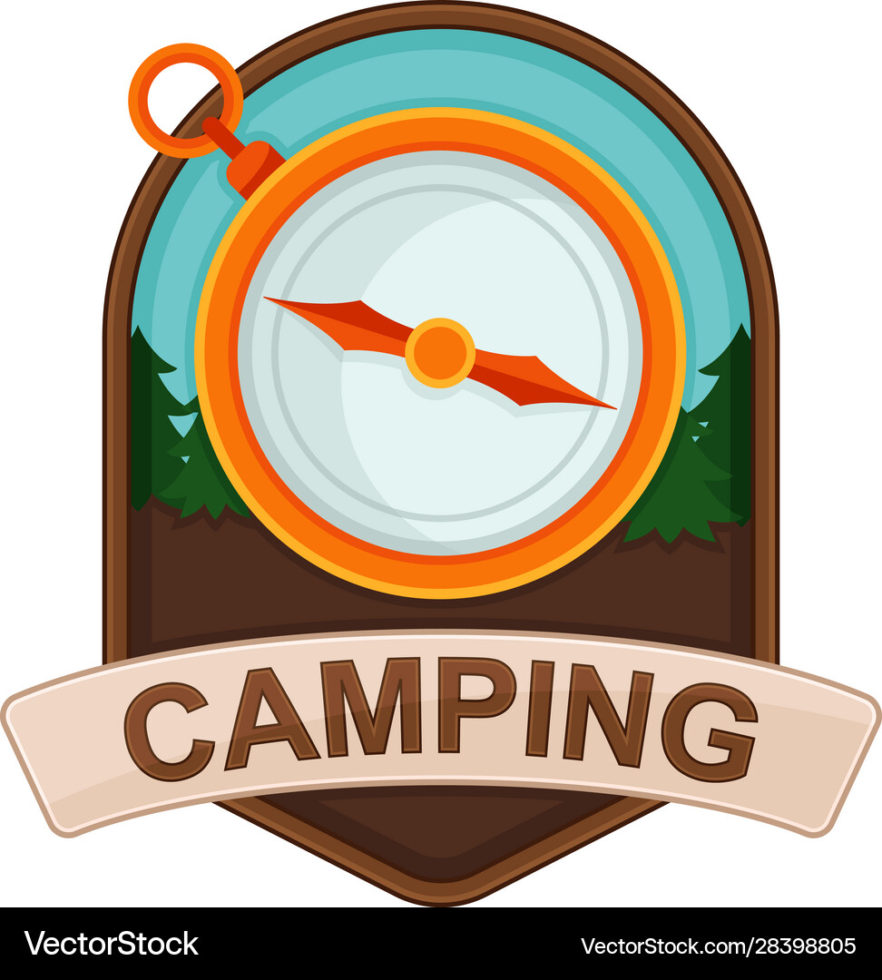 Exploration and camping label design Royalty Free Vector